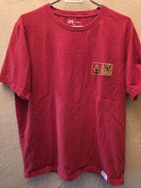Uniqlo UT Keith Haring 1st Exhibition Red Graphic Tee L 100% Cotton NYC Art